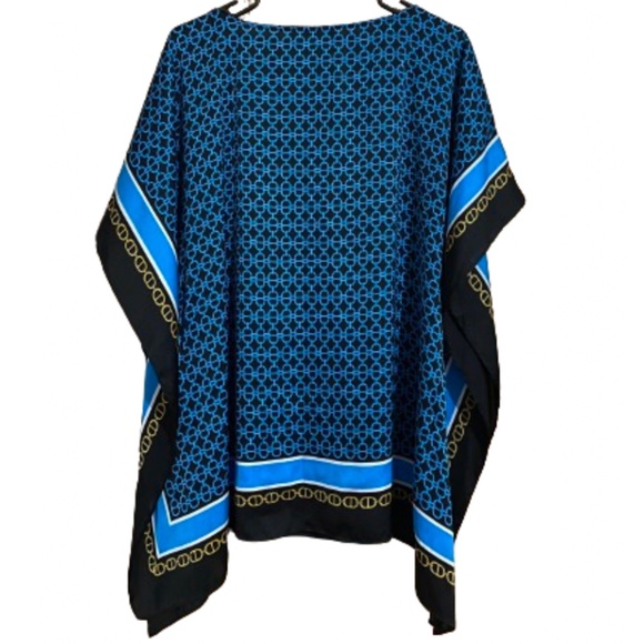 ❌❌❌SOLD❌❌❌Michael Michael Kors BLUE MULTI KIMONO/HANDKERCHIEF BLOUSE Size- S/M - Picture 5 of 5